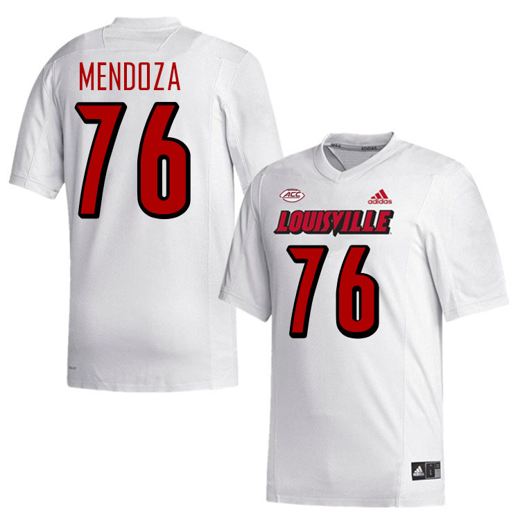 Men #76 Jonathan Mendoza Louisville Cardinals College Football Jerseys Stitched-White